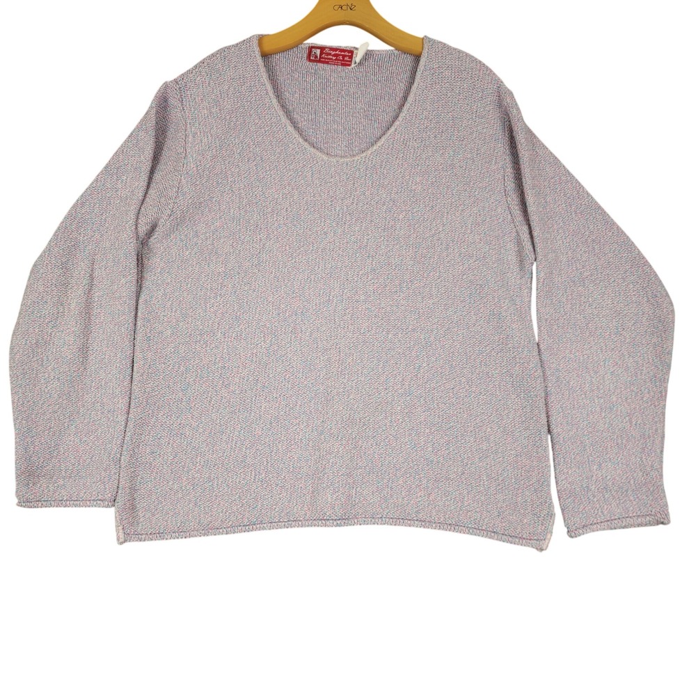Binghamton Knitting Co Inc Multi Color Knit Sweater Top Womens‎ L Cotton Acrylic